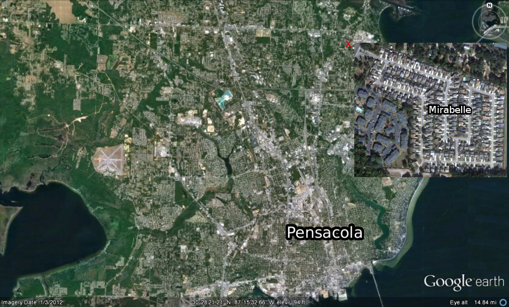 Pensacola map with Mirabelle inset